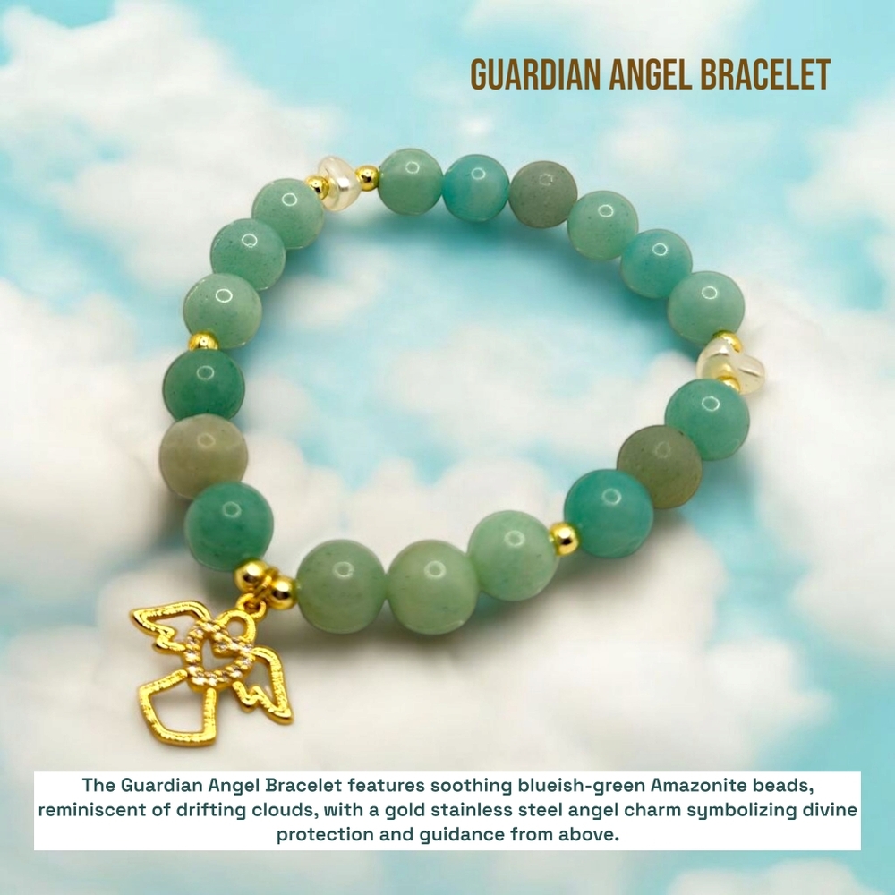 8 mm Amazonite Angel charm bracelet